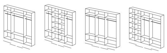 Примеры наполнения внутреннего пространства шкафов 